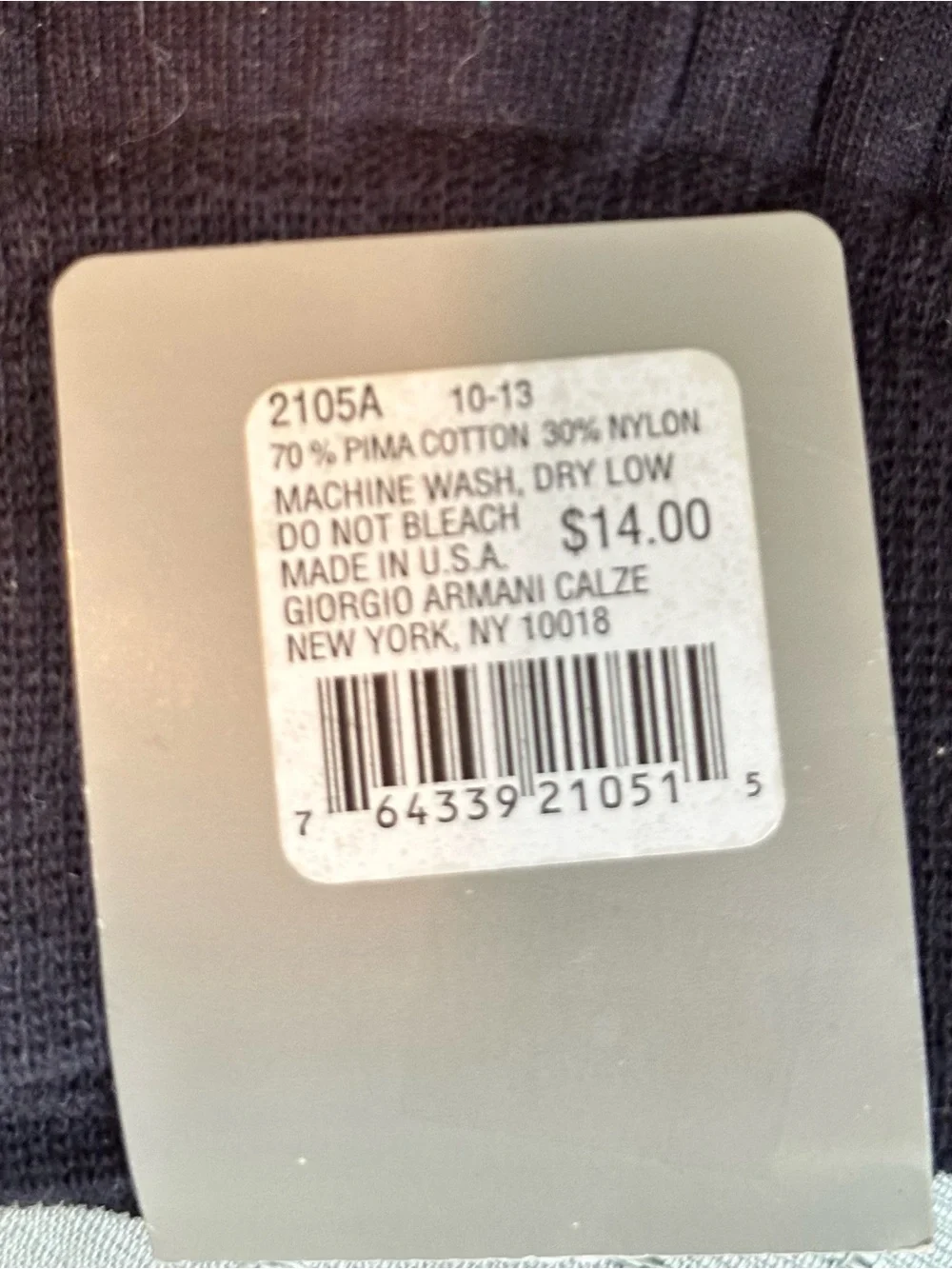 NWT Giorgio Armani Dark Navy Men's Socks with Subtle Teal Detail